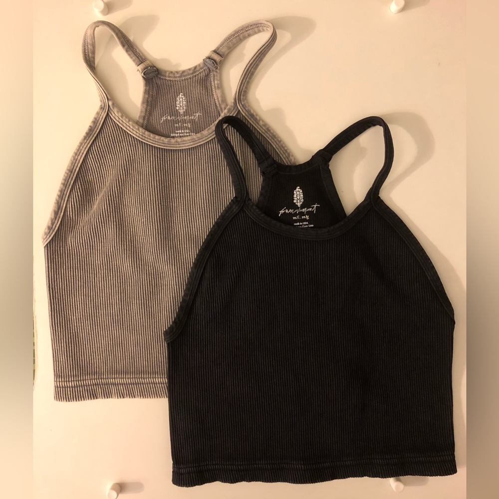 2 Brand new Free People Happiness Tanks black & gray💖 no tag, never worn.